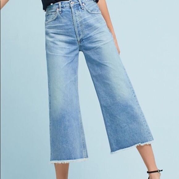 CITIZENS OF HUMANITY COH Emma High Rise Wide Leg Crop Denim Jeans Blue 24 - Picture 8 of 16